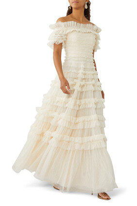 Lisette Ruffle Off Shoulder Gown